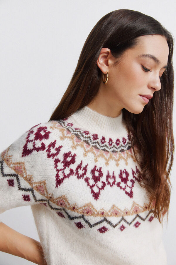 Springfield Camisola jacquard boho castanho