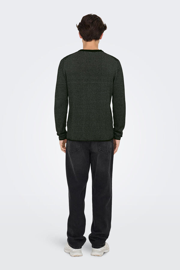 Only & Sons Jersery cuello redondo cl&aacute;sico negro