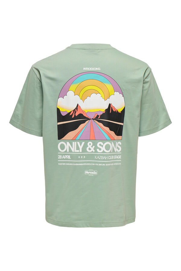 Only & Sons Herren-T-Shirt mit entspannter Passform. 100 % Bio-Baumwolle. verde