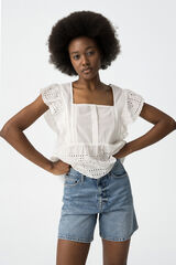 Tiffosi Blusa con volantes blanco