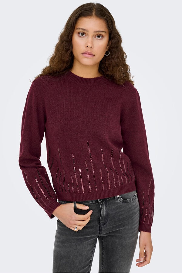 JDY Camisola de gola redonda vermelho