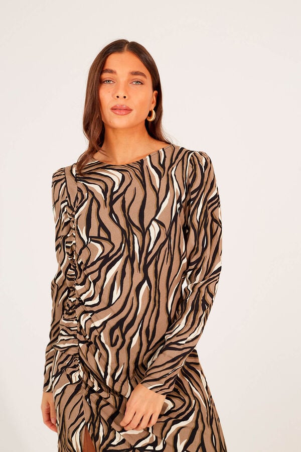 Brave Soul Vestido comprido de manga comprida castanho