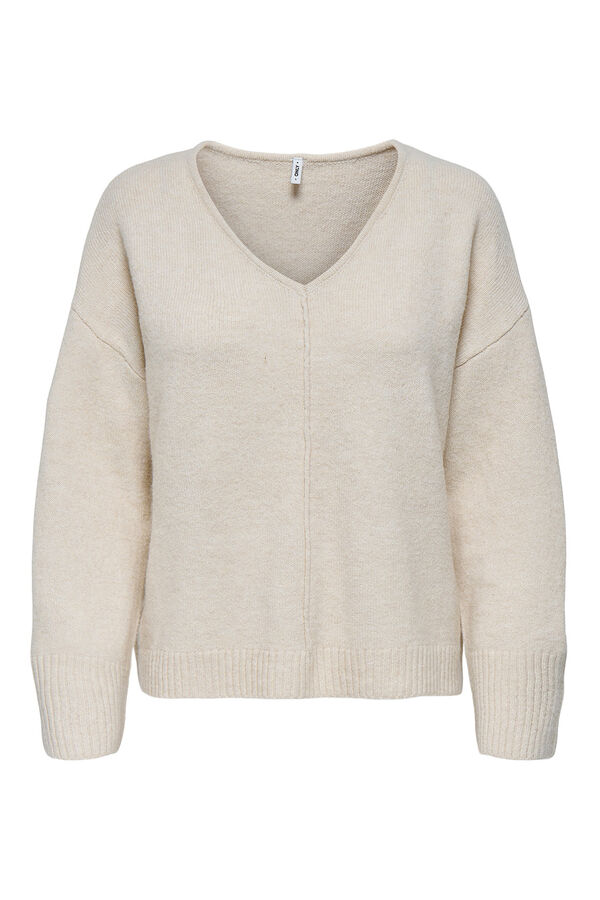 Only Jersey de cuello pico beige