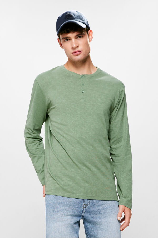 Springfield Camiseta manga larga cuello panadero verde