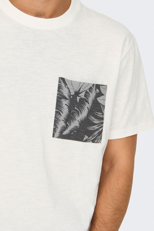 Only & Sons Camisola de manga curta com bolso branco