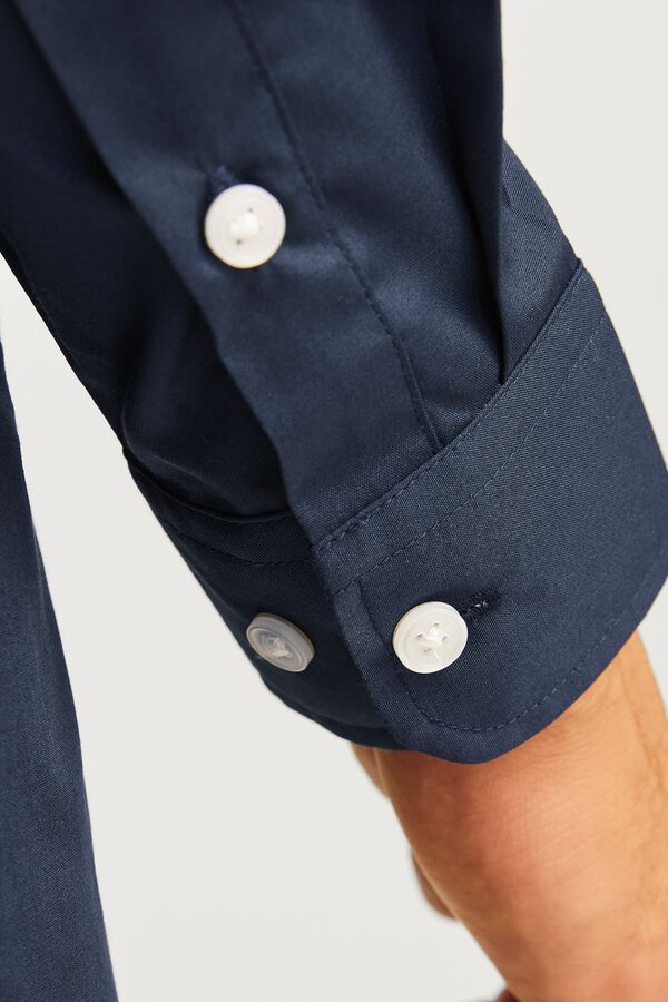 JJ REBEL Camisa slim de sarga azul