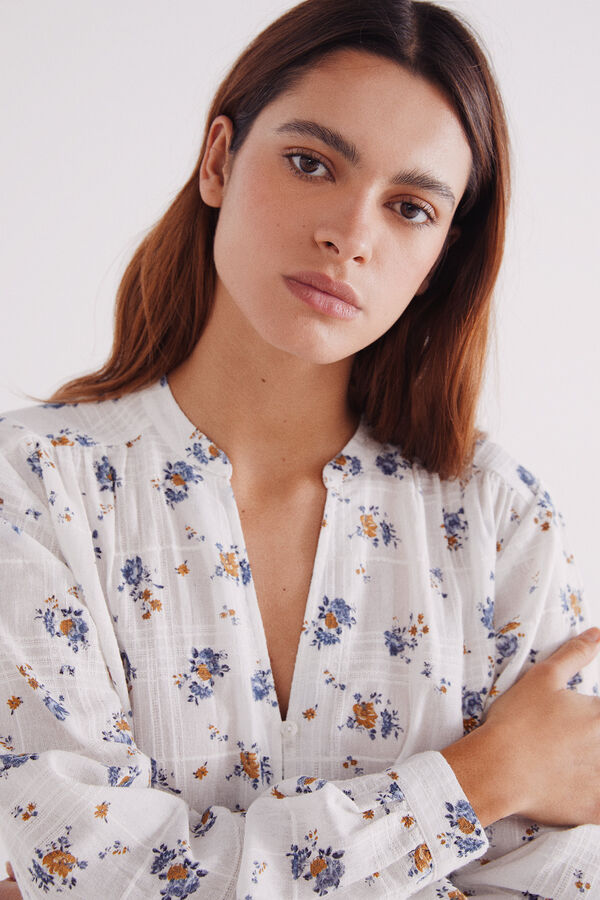 Springfield Blusa r&uacute;stica algod&oacute;n flores amarillo