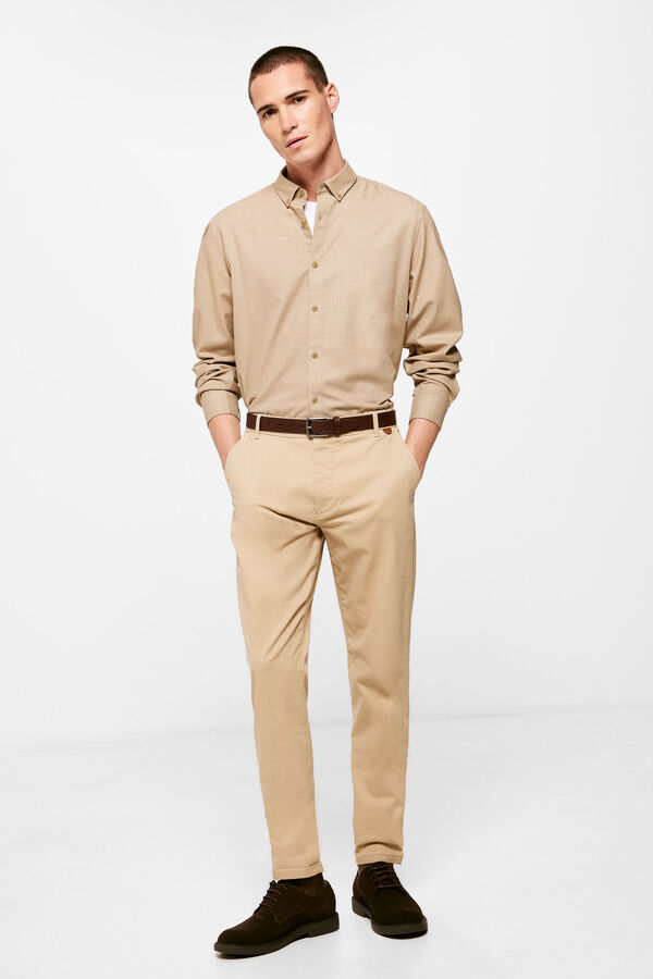 Springfield Camisa dobby color nude