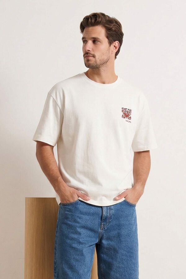 Trendyol T-shirt oversize de manga curta bege