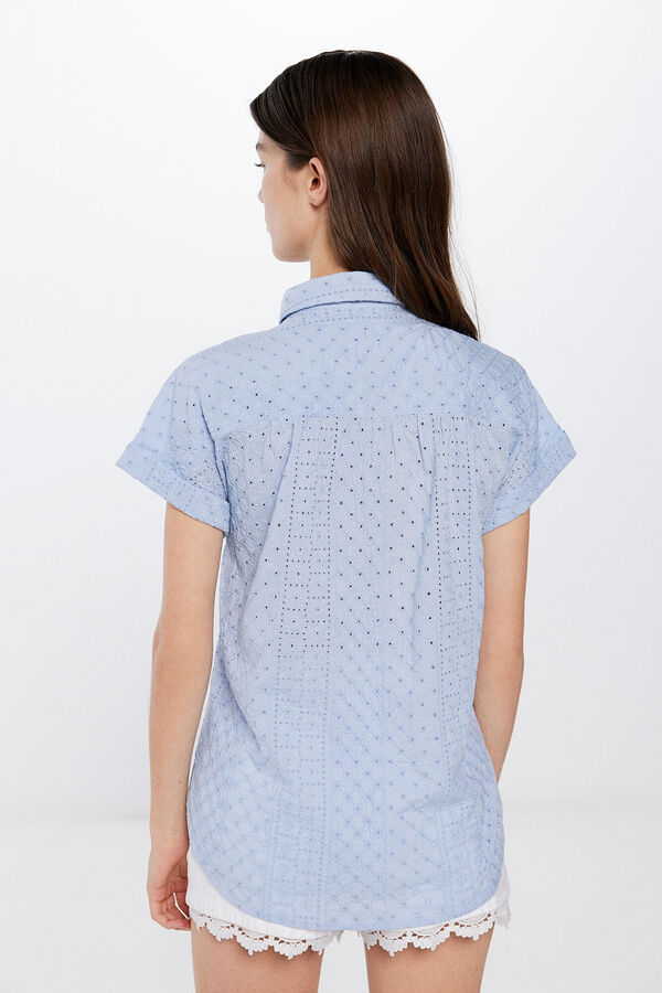Springfield Blusa Manga Curta Bordado Su&iacute;&ccedil;o azul