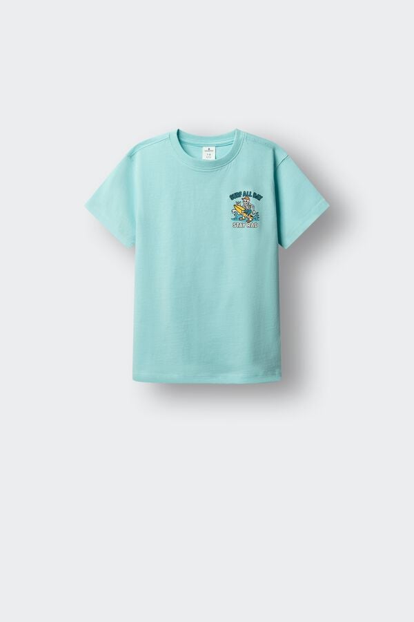 Springfield Kids T-shirt de manga curta com caveira surfista para menino azul