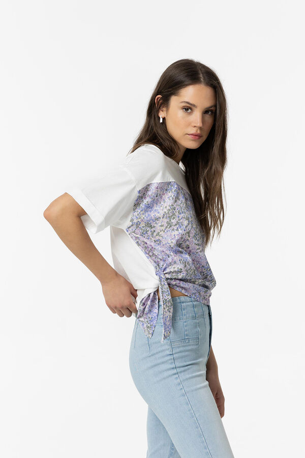 Tiffosi Camiseta Combinada con Nudo blanco
