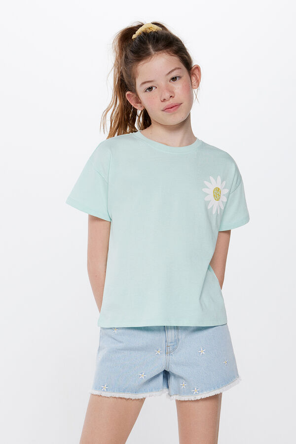 Springfield Kids Short denim bordado ni&ntilde;a azul