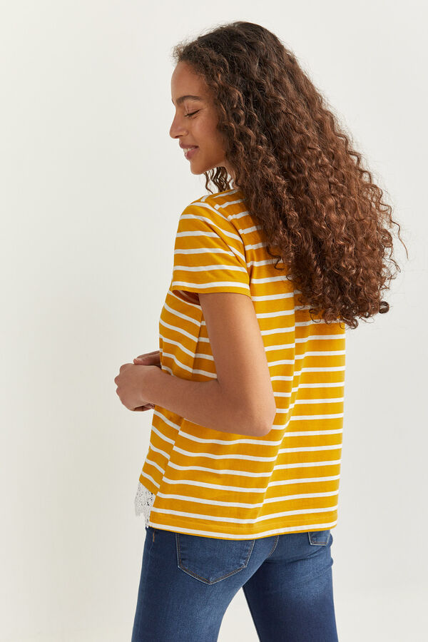 Springfield Camiseta Rayas Bajo Crochet amarillo