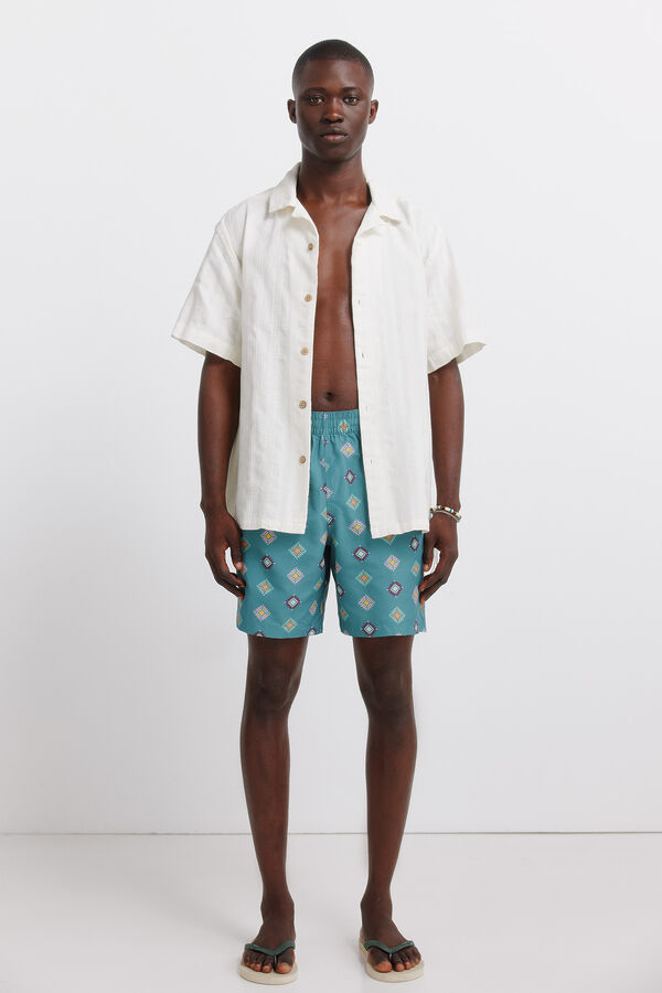 Springfield Ba&ntilde;ador estampado &eacute;tnico azul