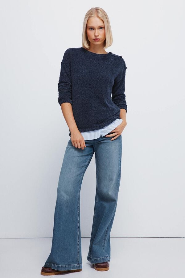Springfield Camisola chenille combinada azul