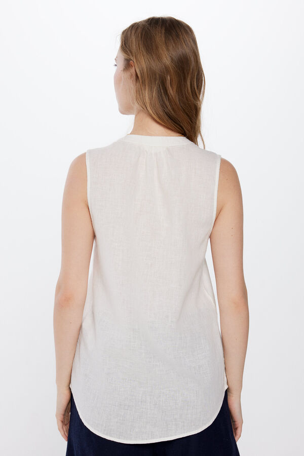 Springfield Blusa Sem Mangas Algod&atilde;o Linho branco