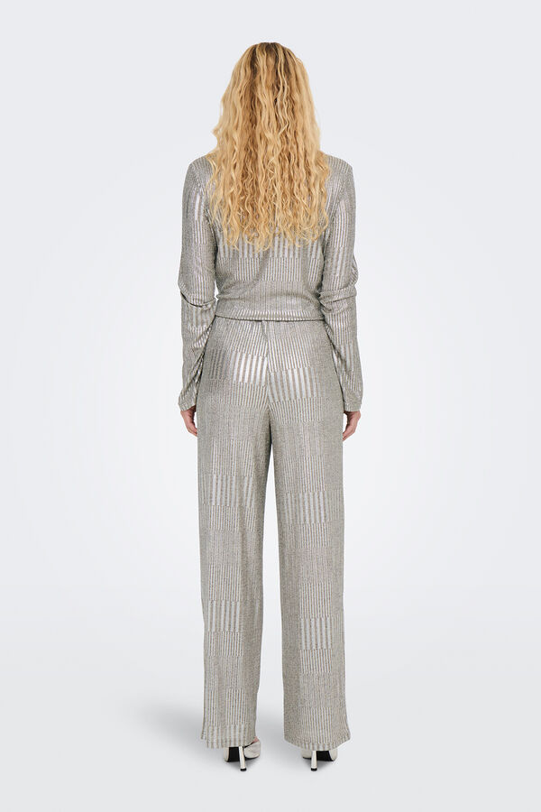 JDY Pantal&oacute;n largo y ancho con el&aacute;stico en la cintura gris