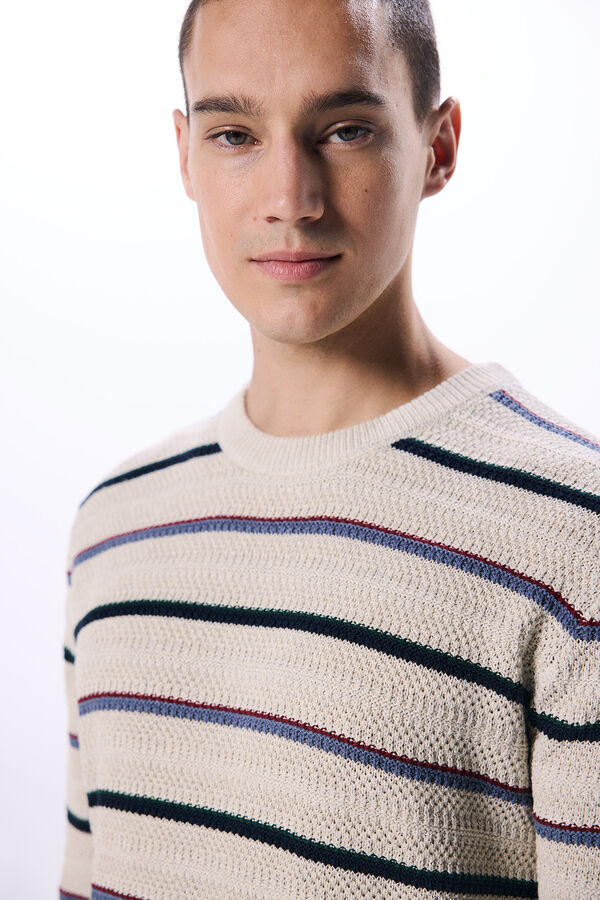 Springfield Su&eacute;ter estruturado listrado cinzento