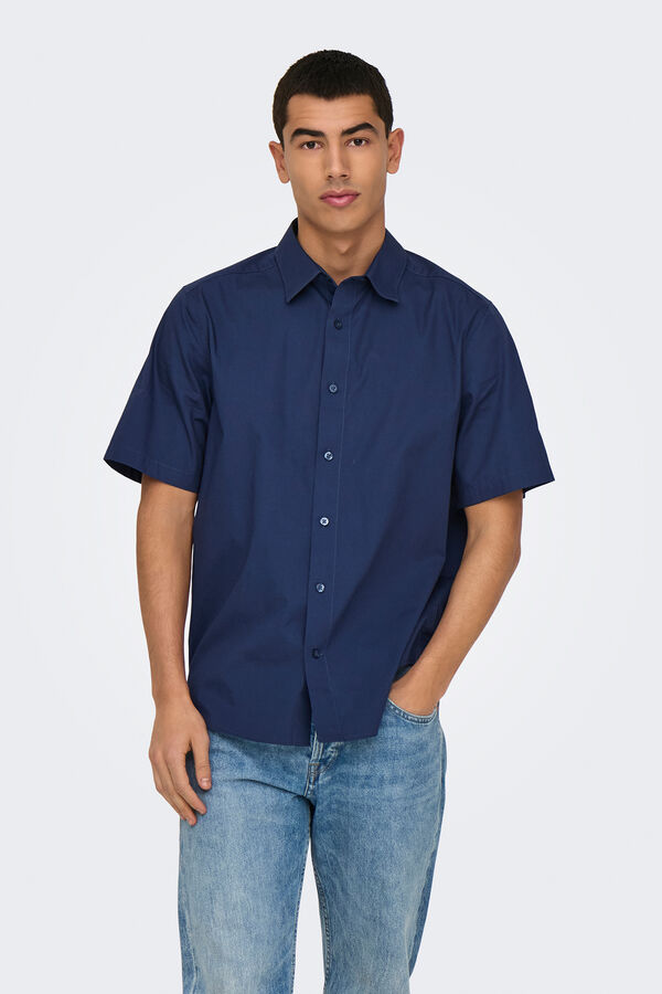 Only & Sons Camisa manga curta azul