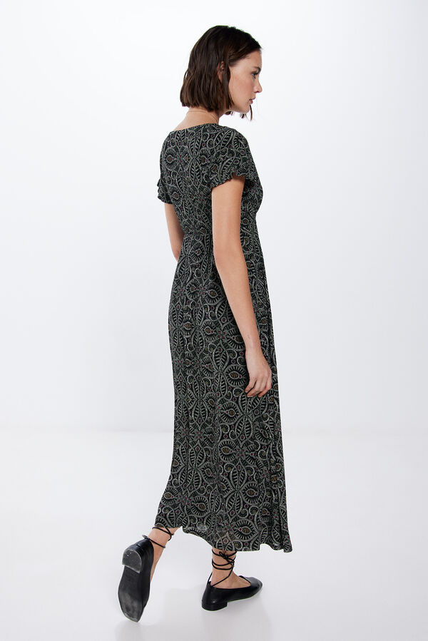 Springfield Vestido Midi Escote Cenefa negro
