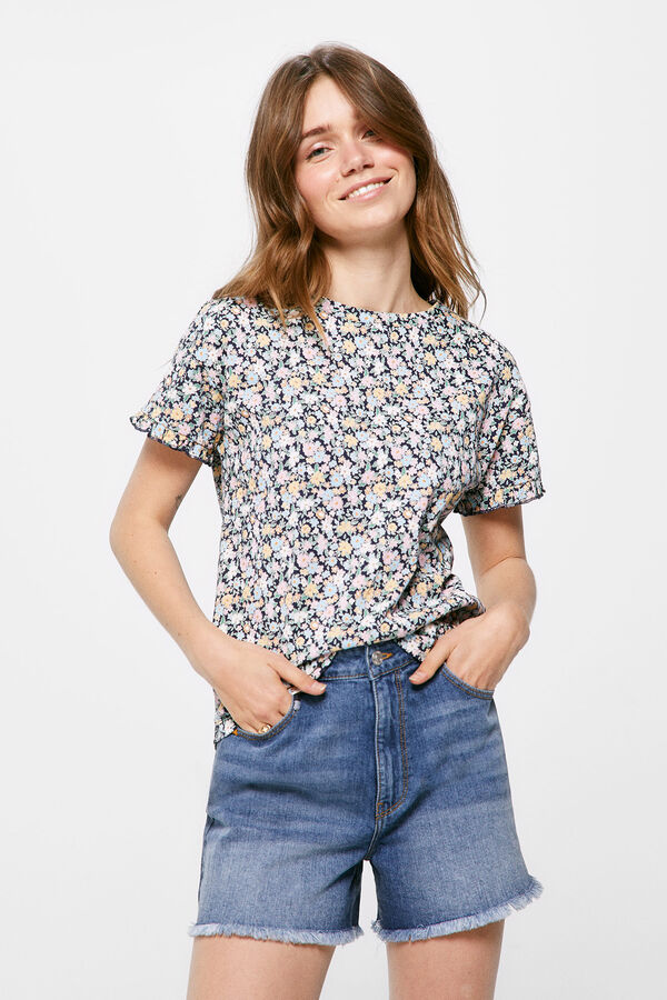 Springfield Camiseta Estampada Manga Fantas&iacute;a azul