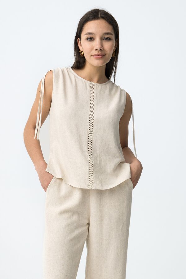 Tiffosi Top con lazos beige