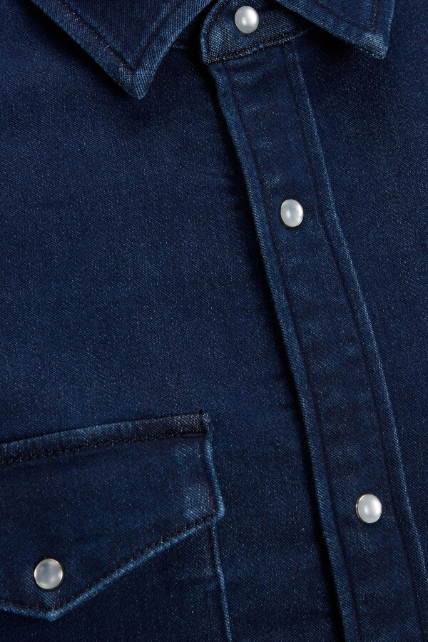 Springfield Camisa casual algodón azul medio