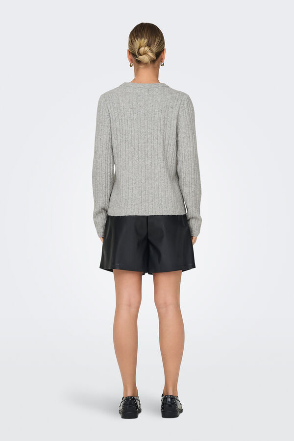 Only Camisola de malha canelada cinzento