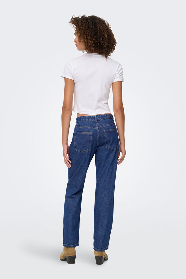 JDY Jeans rectos tiro medio azul