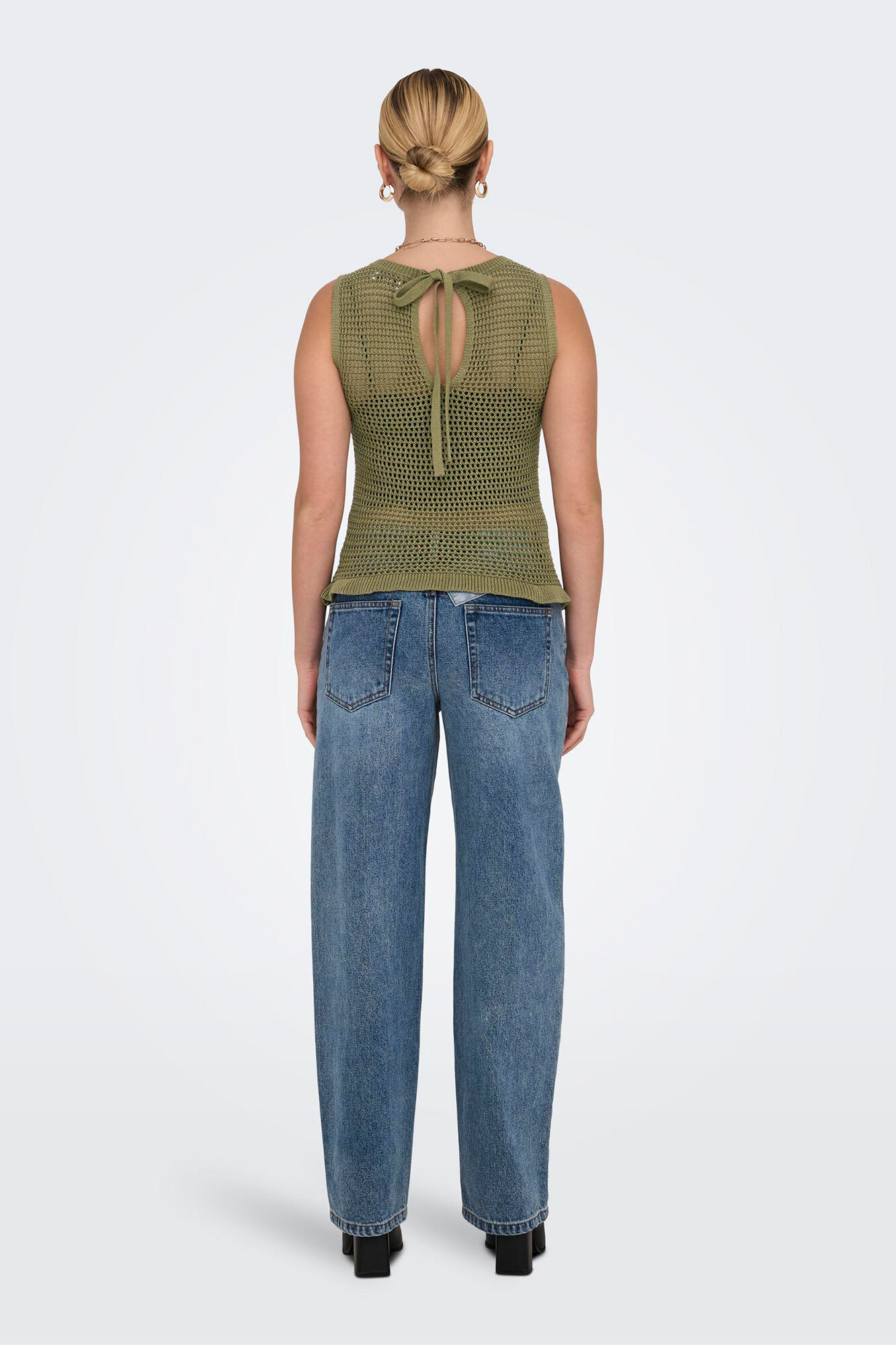 JDY Top de malha rendilhada