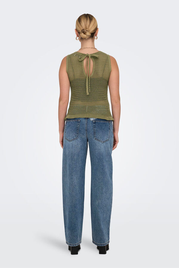 JDY Top de malha rendilhada verde