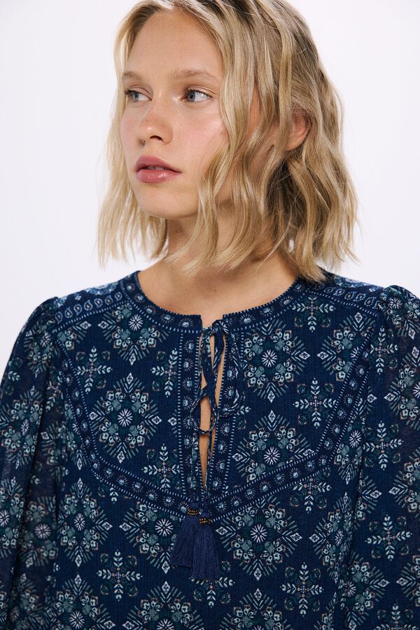 Springfield Vestido corto t&uacute;nica estampado azul