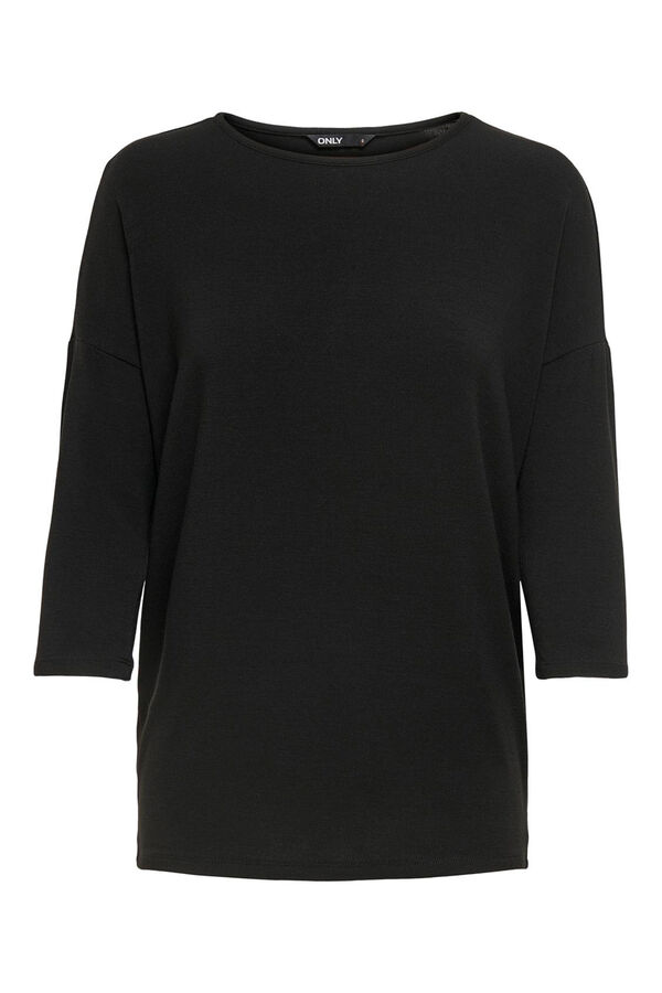 Only Camiseta fluida de manga meia  preto