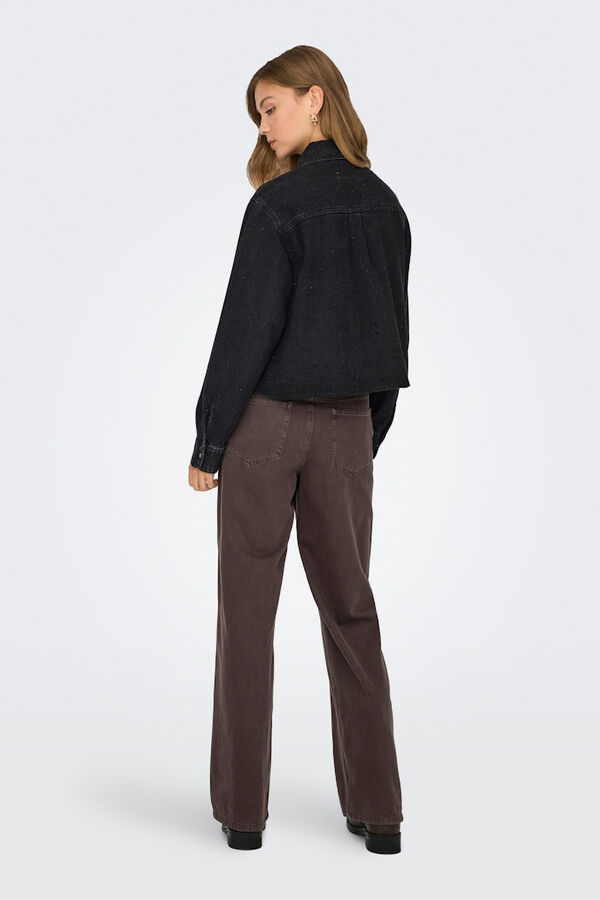 Only Camisa jeans cropped preto