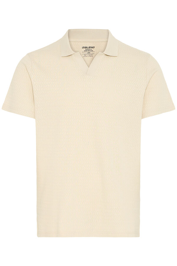 Blend Polo de punto con cuello pico beige