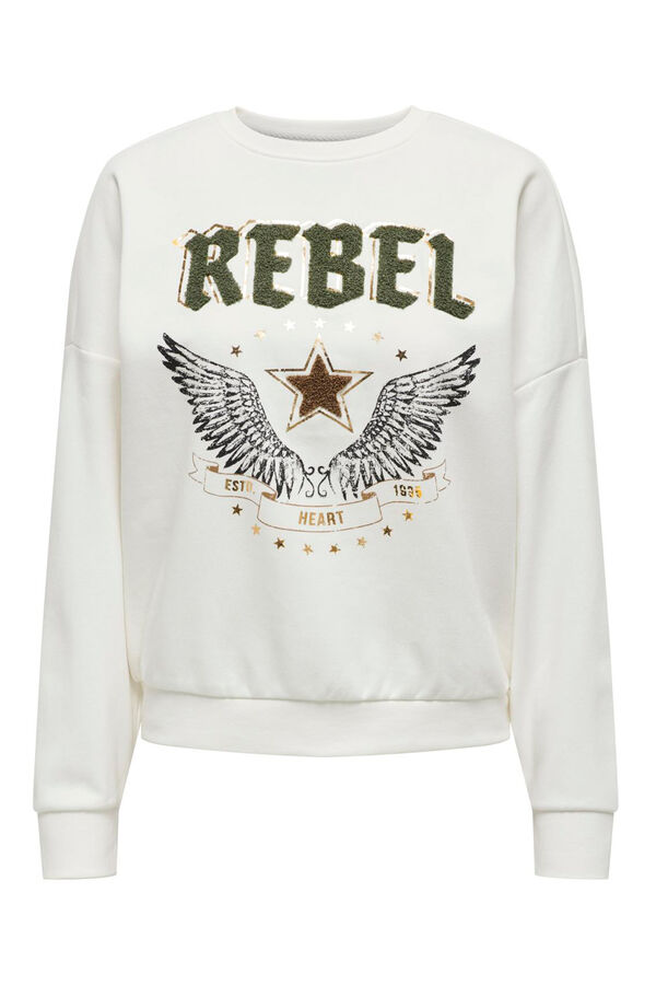 Only Sudadera con dibujo frontal blanco