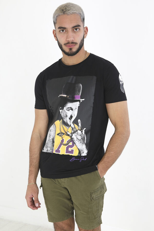 Springfield T-shirt Chaplin manga curta preto