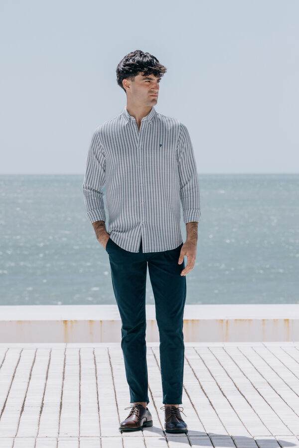 Celopman Camisa cuadrill&eacute; rayas azul