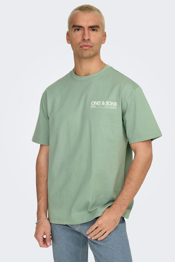 Only & Sons Herren-T-Shirt mit entspannter Passform. 100 % Bio-Baumwolle. verde