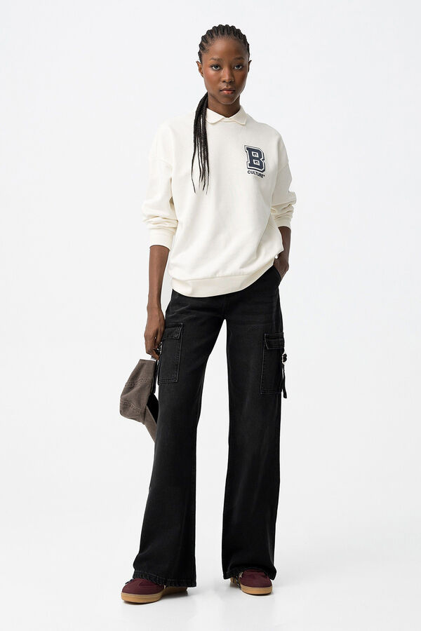 Tiffosi Young Jeans Cargo con cintura alta negro