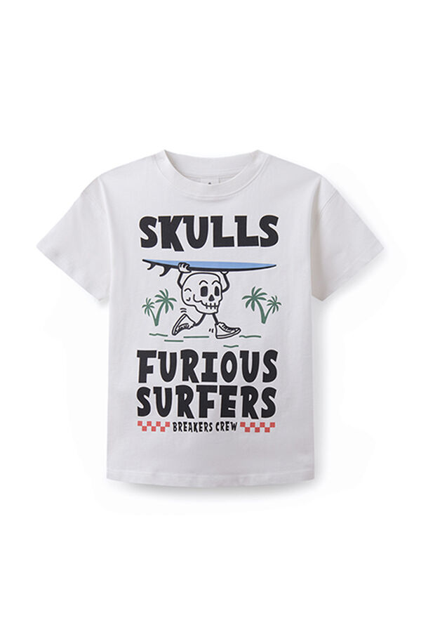 Springfield Kids T-shirt "furious surfers" rapaz bege