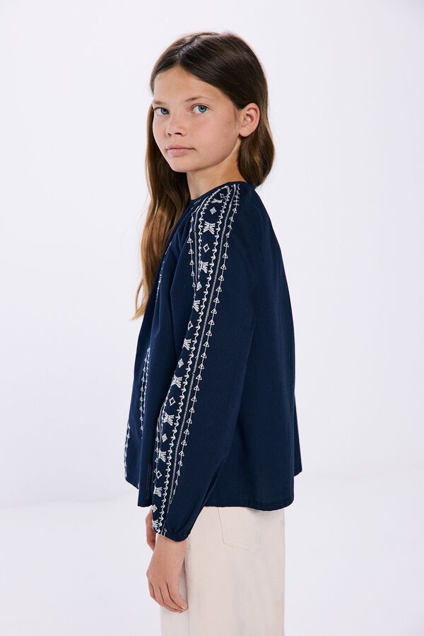 Springfield Kids Blusa bordados ni&ntilde;a azul