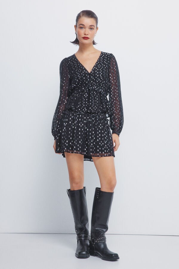 Springfield Blusa lurex goma cintura negro