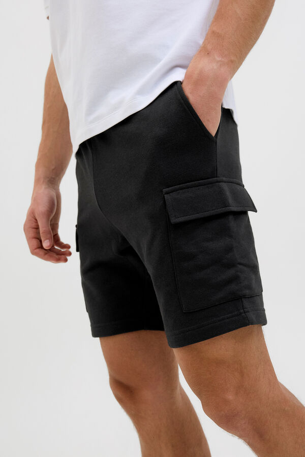 JJ REBEL Bermuda cargo em felpa regular fit preto