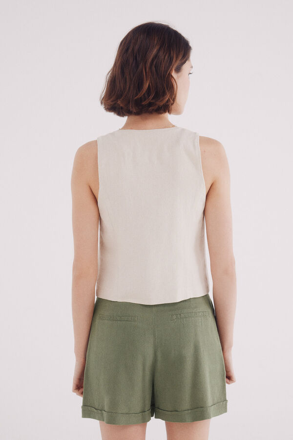 Springfield Shorts de linho com cinto tran&ccedil;ado estampado