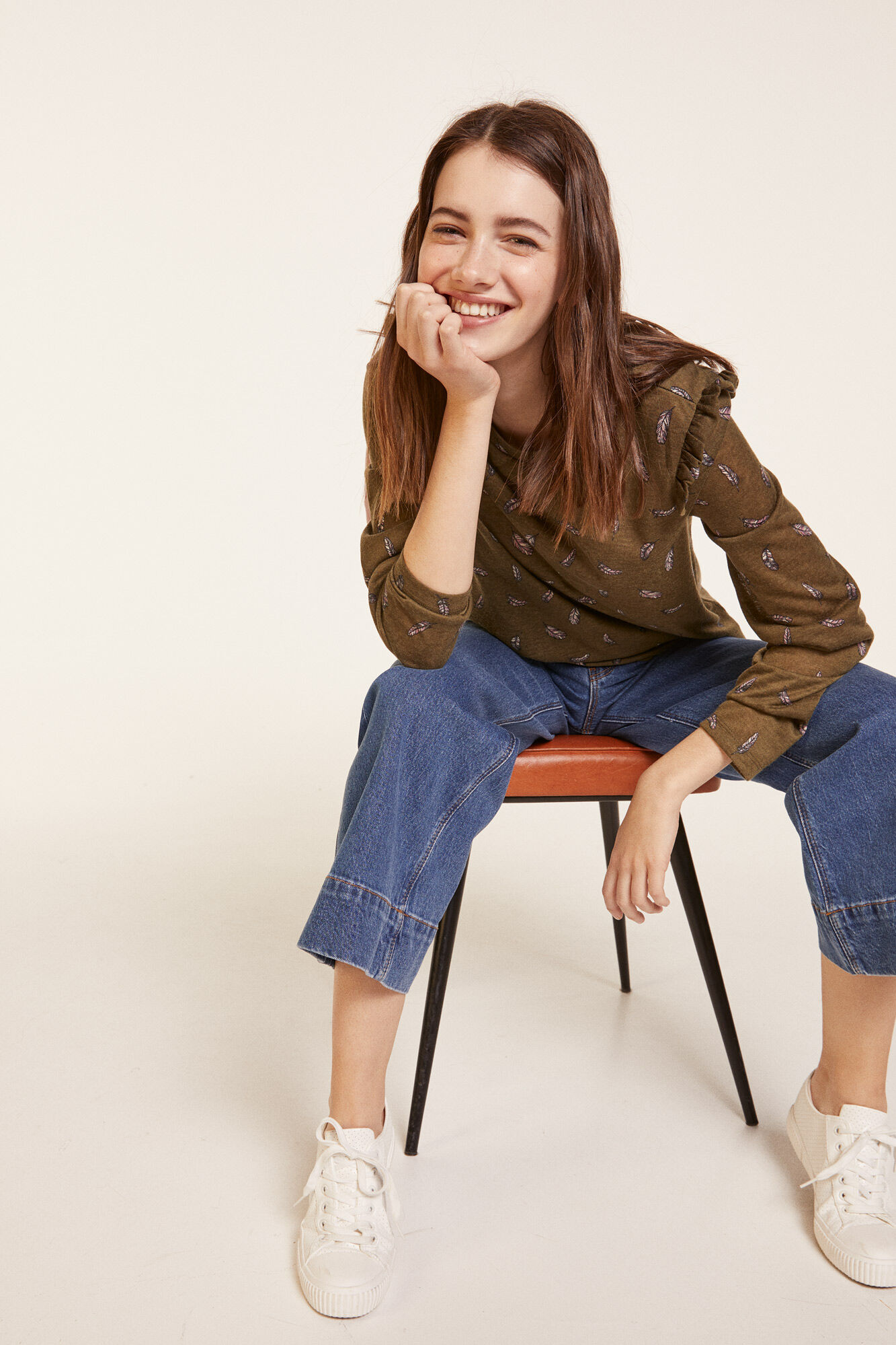 Springfield Camiseta Estampada Hombros Volante