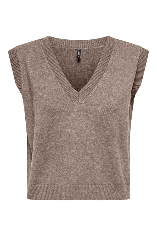 Only Chaleco de cuello de pico gris