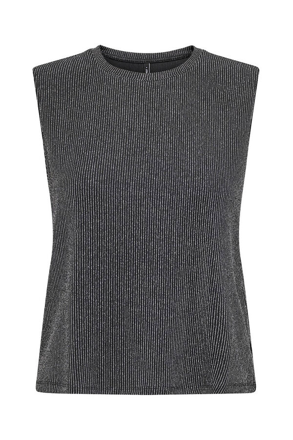 Only Top sem mangas com glitter  preto