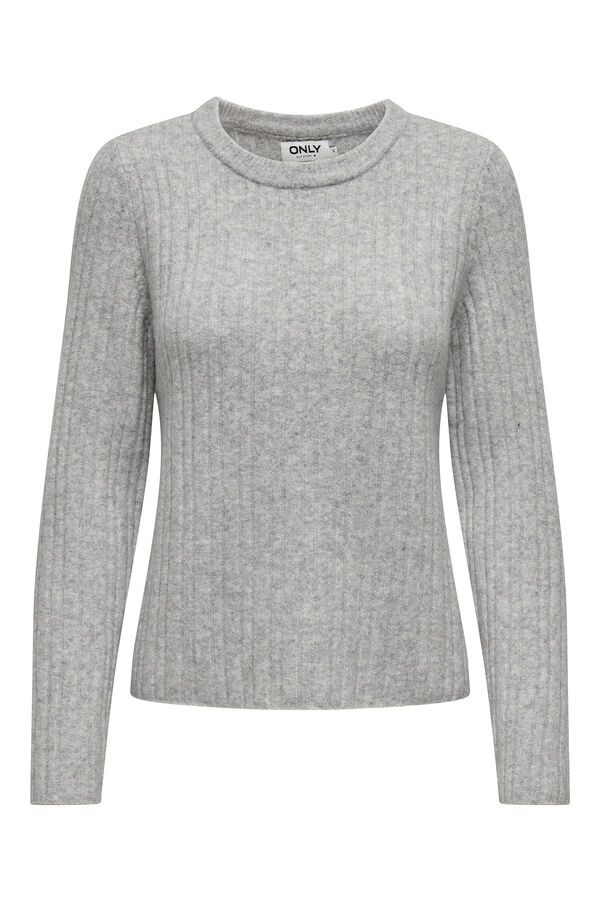 Only Camisola de malha canelada cinzento